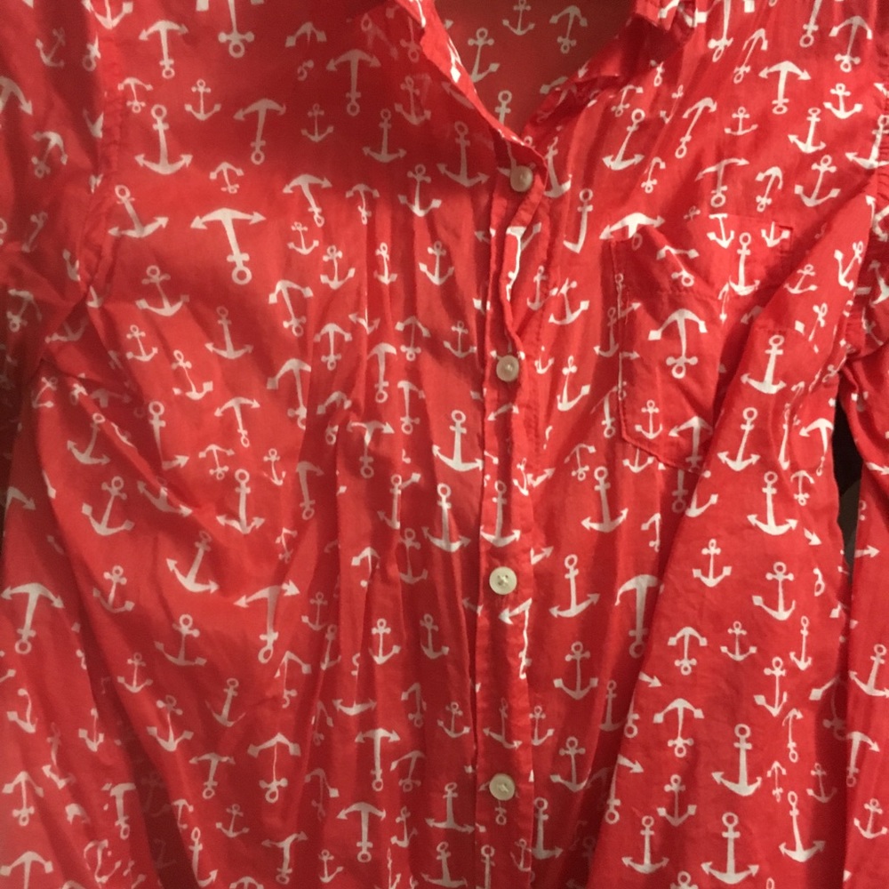 Button down top, Old Navy, Anchors, Orange
